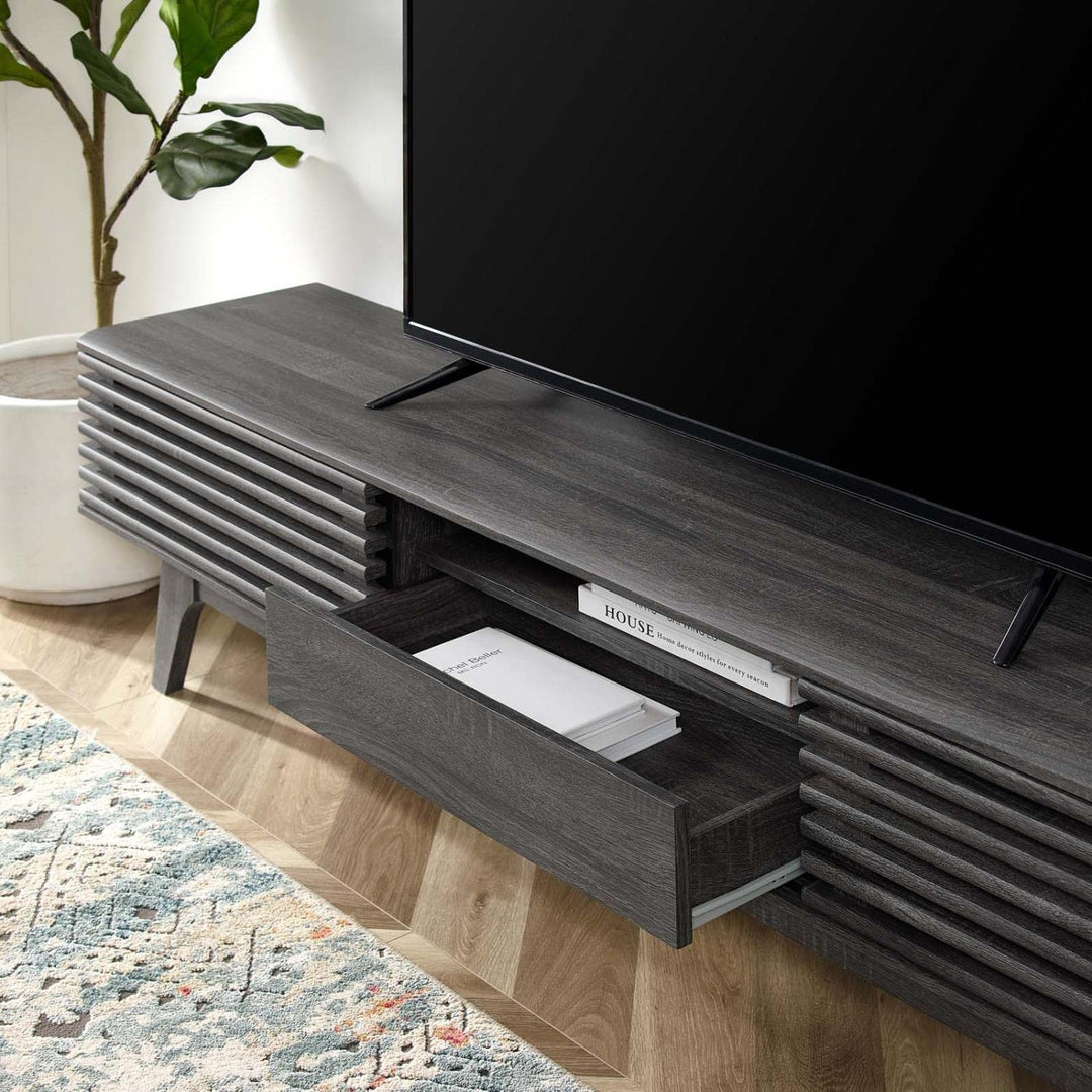 Modway Render Mid-Century Modern Low Profile 70 Inch TV Stand in Charcoal 70"