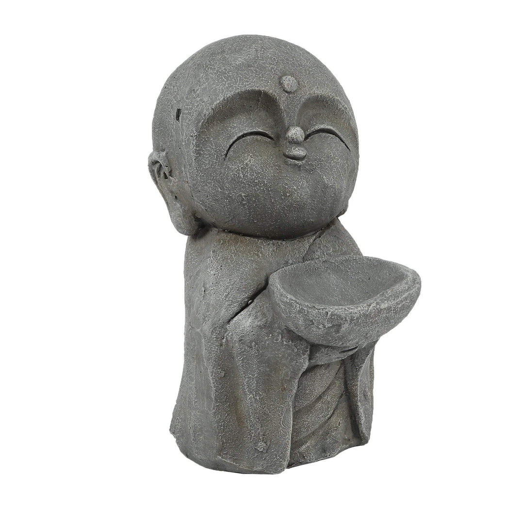 Gray Mgo Little Buddha Monk and Bowl Garden Statue Grey Oriental Magnesium Oxide