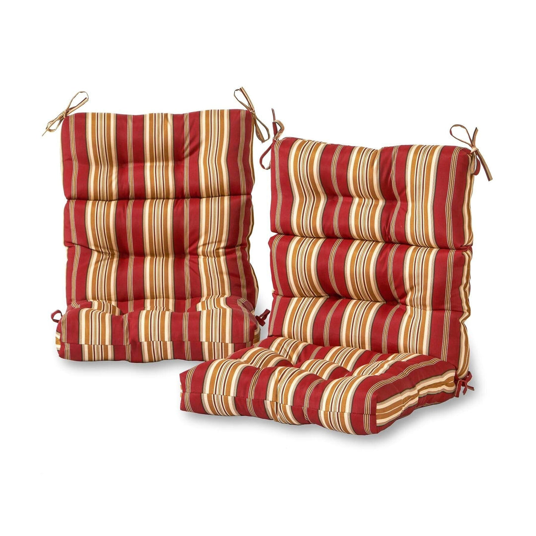 3-Section Outdoor Stripe High Back Chair Cushion (Set of 2) Red Yellow Striped - Diamond Home USA