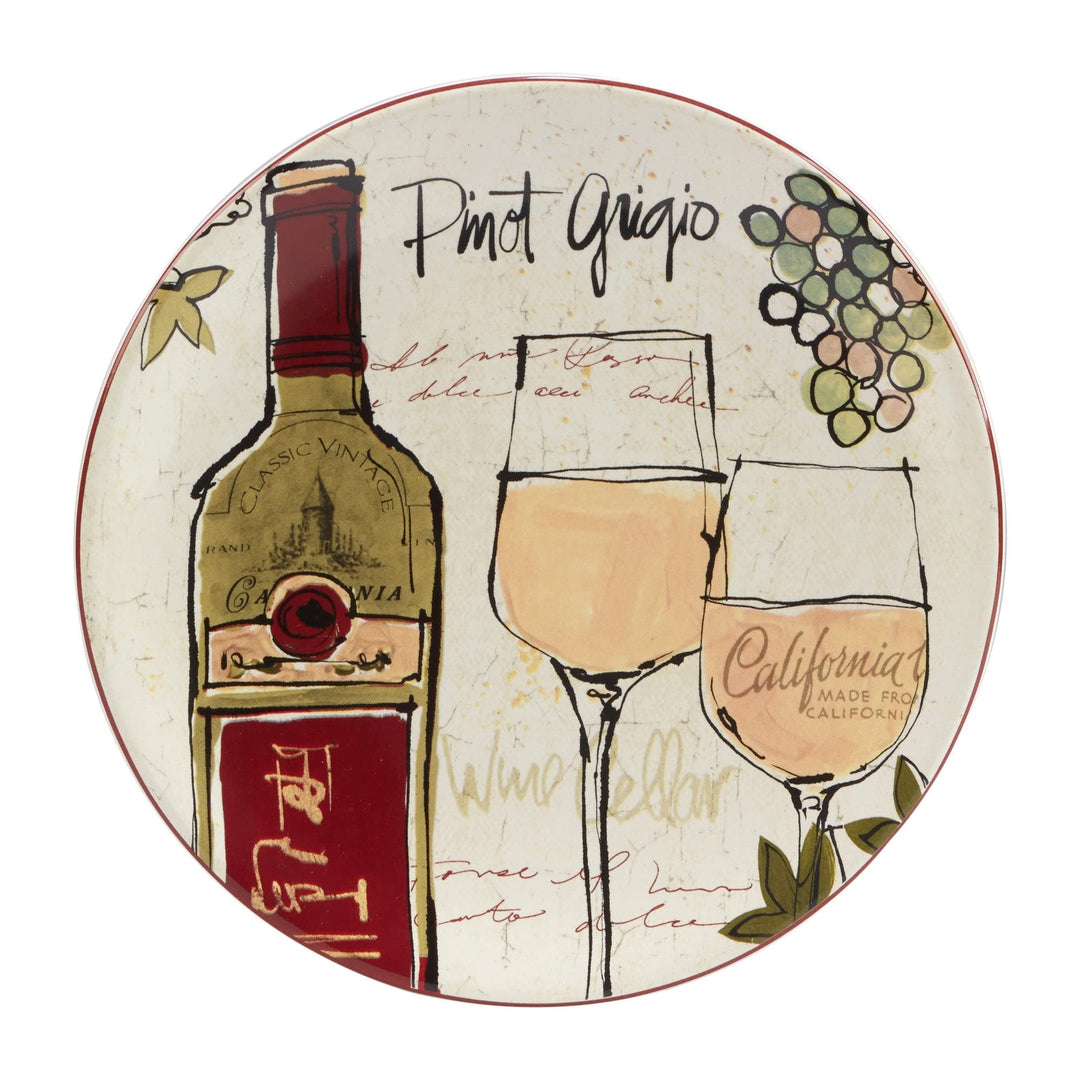 Wine Country 9" Salad/dessert Plates Set Of 4 2 Assorted Designs X 1" Beige