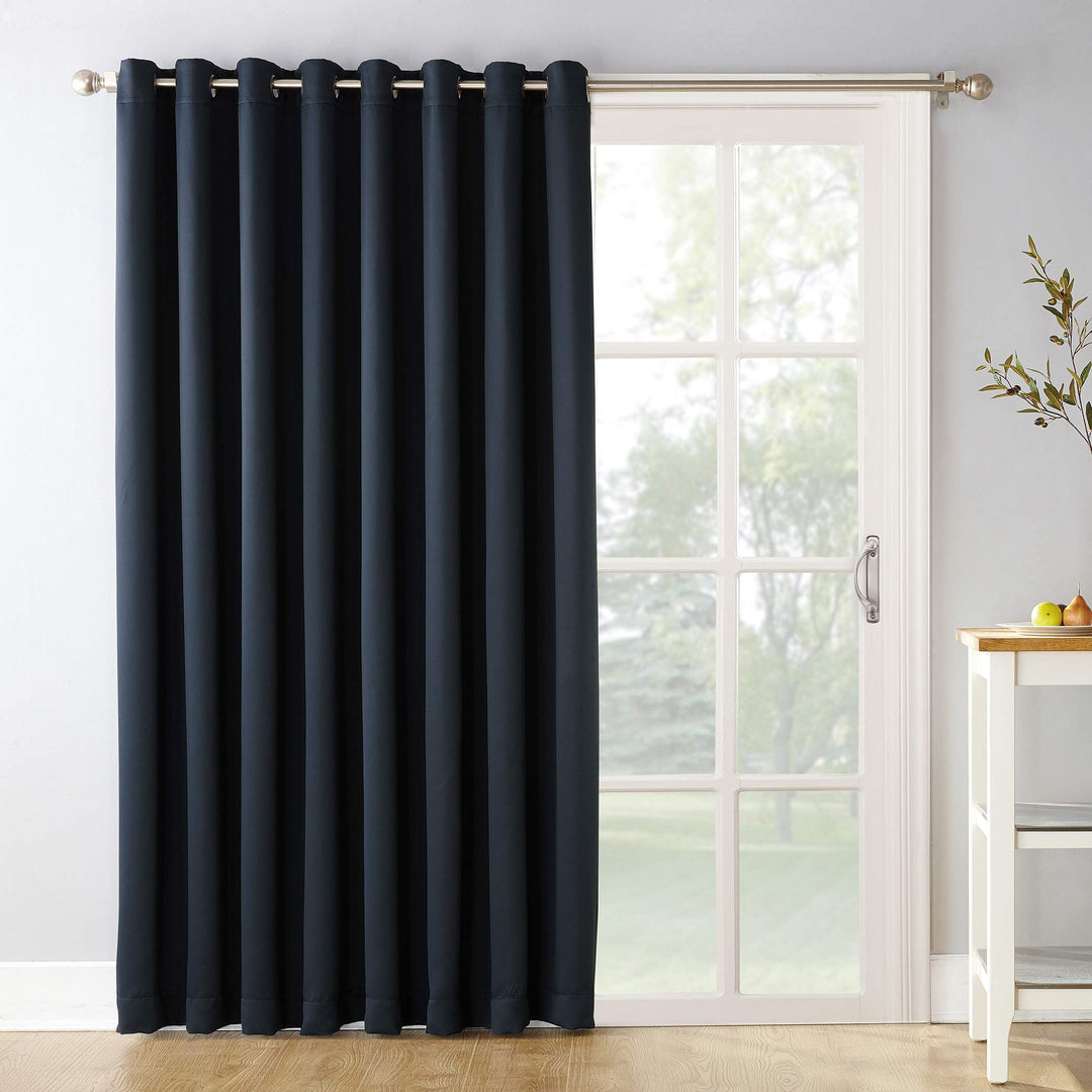 Sun Zero Easton Extra-Wide Blackout Grommet Sliding Patio Door Curtain Panel 100 x 84 - Navy