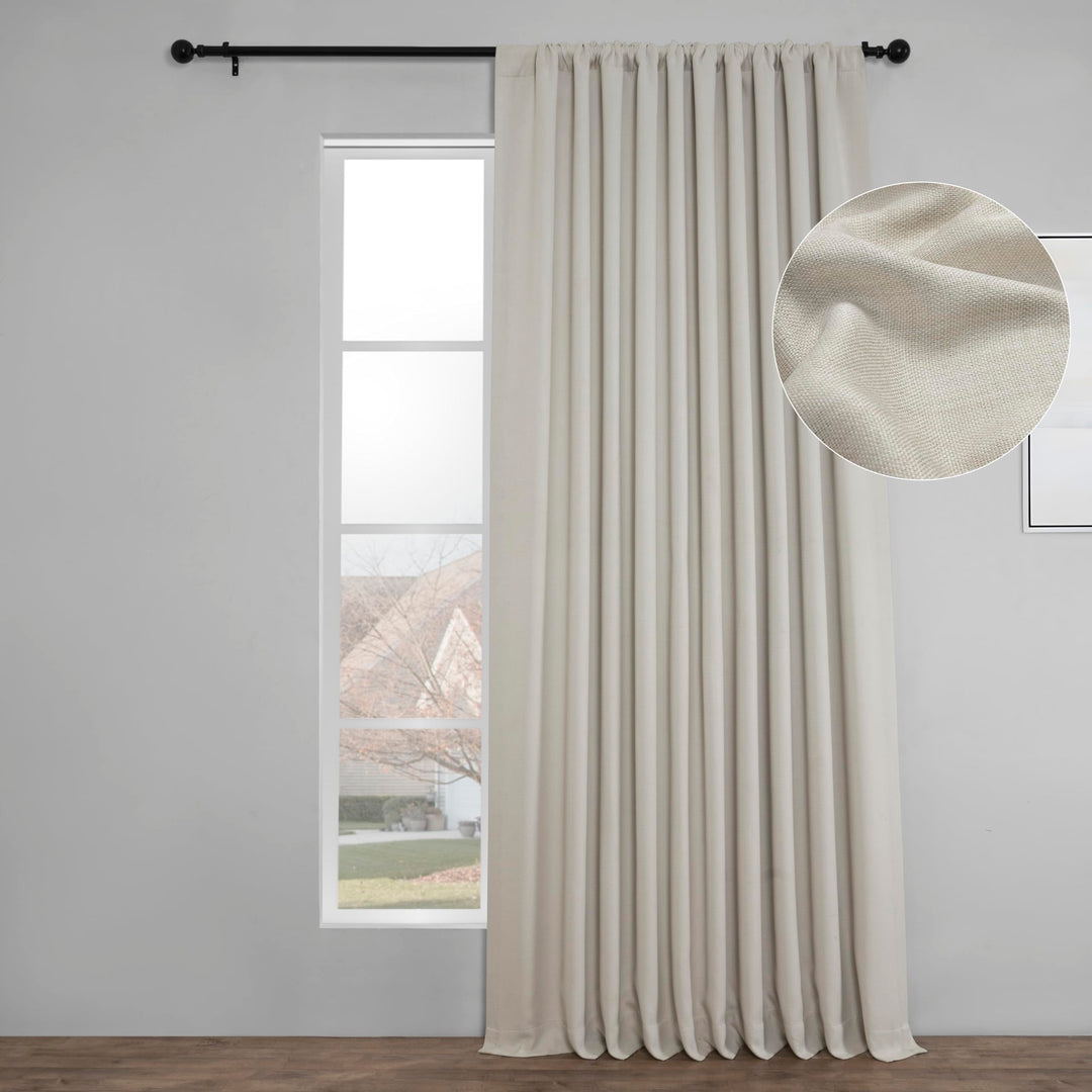 HPD Half Price Drapes Faux Linen Room Darkening Curtains - 120 Inches Long Extra 100 X 120 - Birch