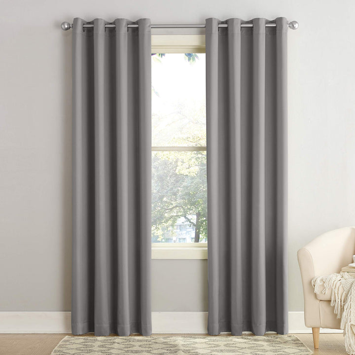 Sun Zero Barrow Energy Efficient Grommet Curtain Single Panel 54 x 63 - Grey