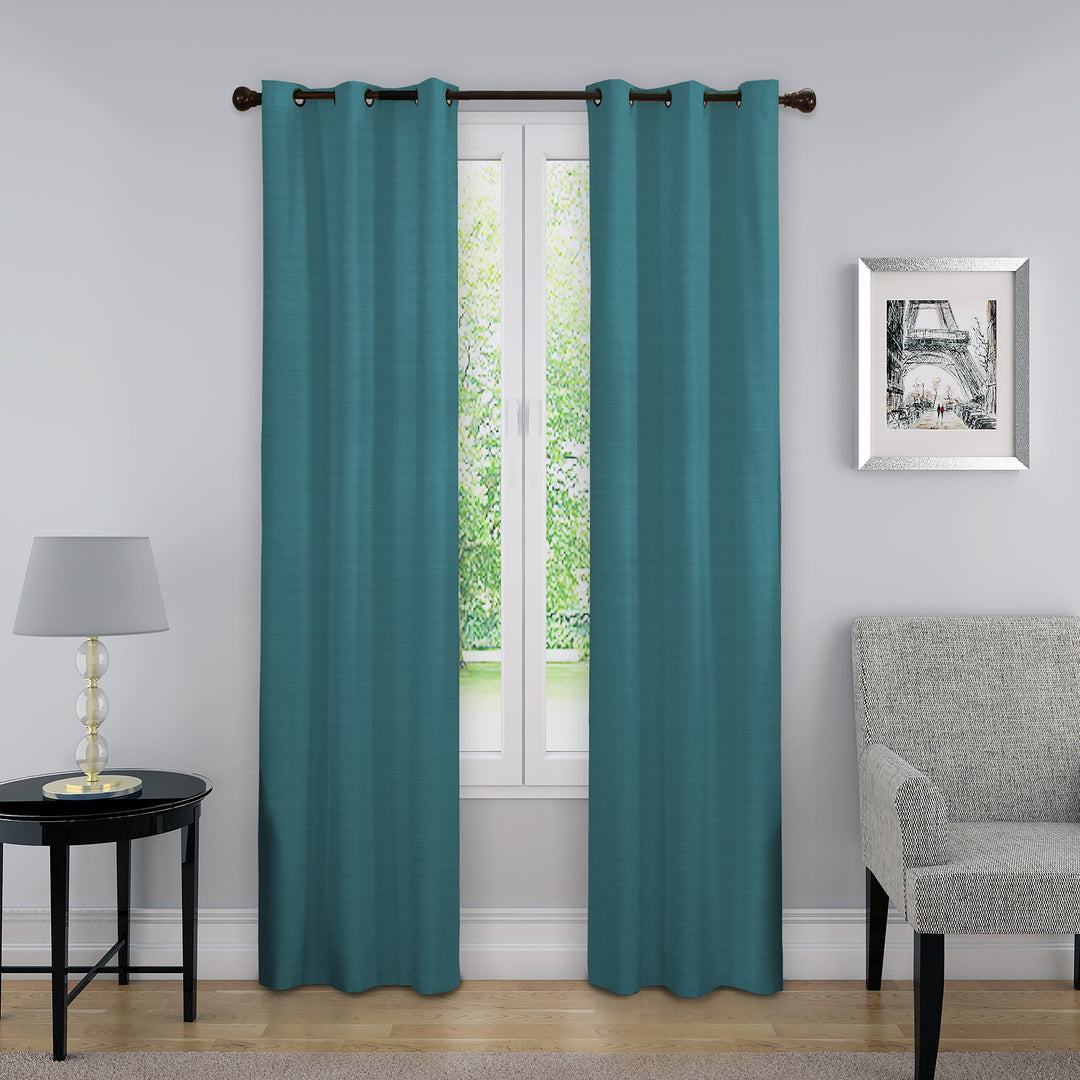 Eclipse Nikki Thermal Insulated Single Panel Grommet Top Darkening Curtains 95 Inches - peacock