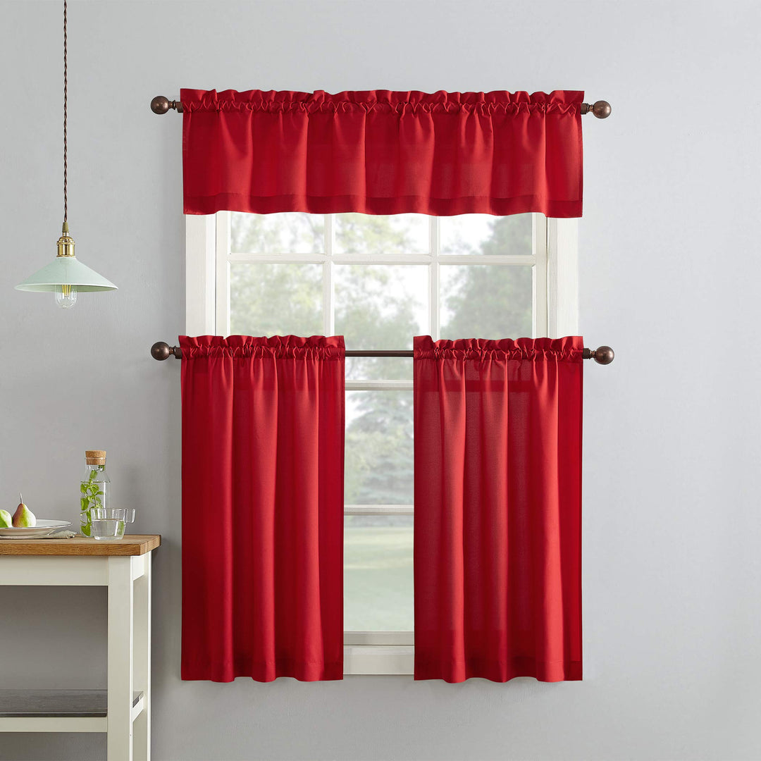 No. 918 Martine Microfiber Semi-Sheer Rod Pocket Kitchen Curtain Valance and