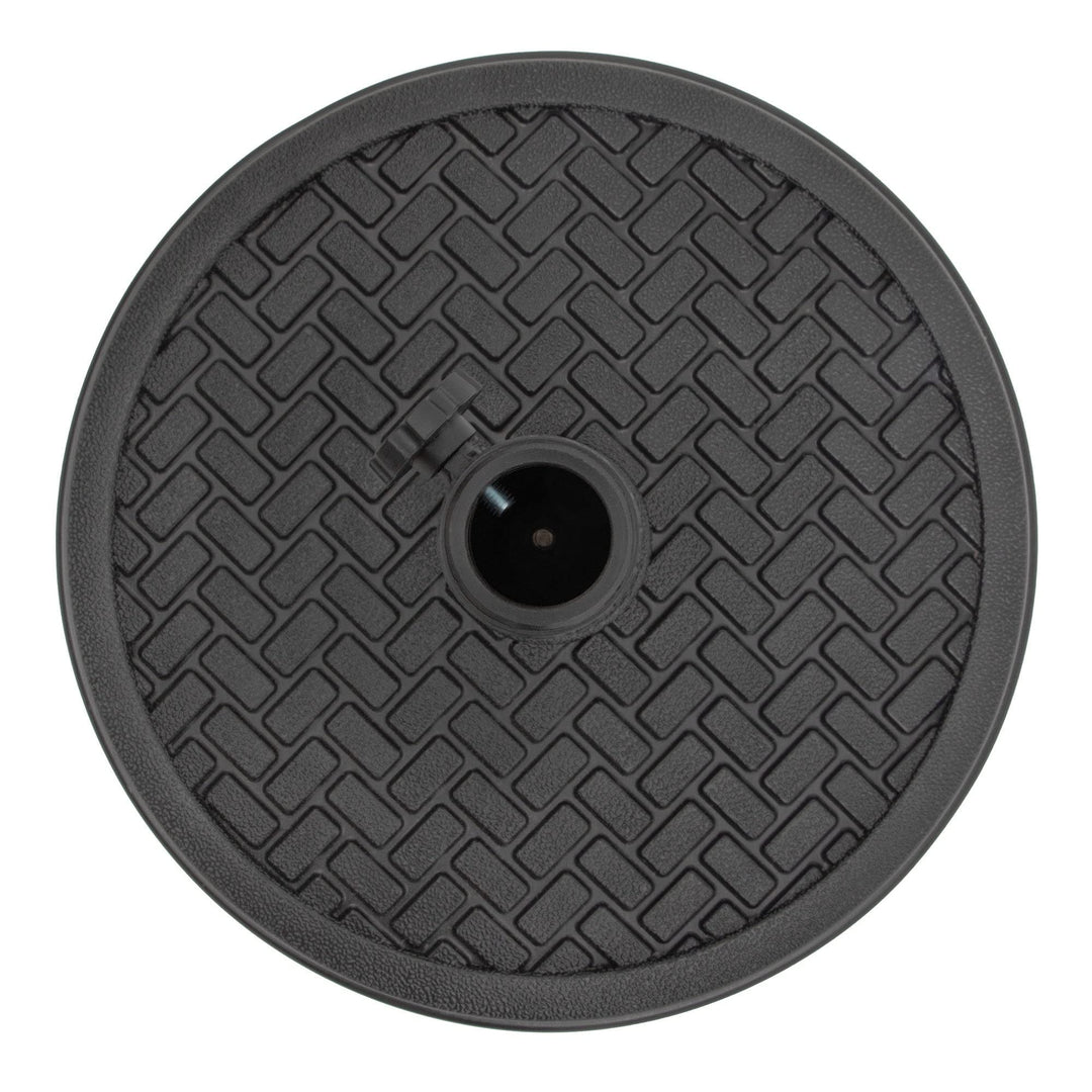 30 Lbs Heavy Duty Round Cement Umbrella Base for Market Black Plastic Stone - Diamond Home USA