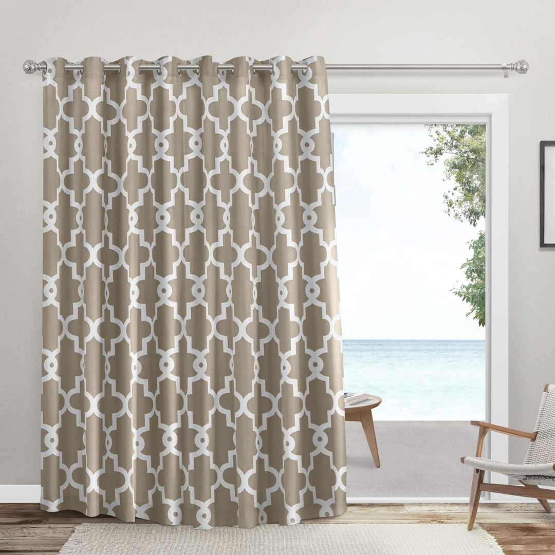 Exclusive Home Curtains Ironwork Sateen Woven Room Darkening Blackout Grommet 108x84 - Taupe