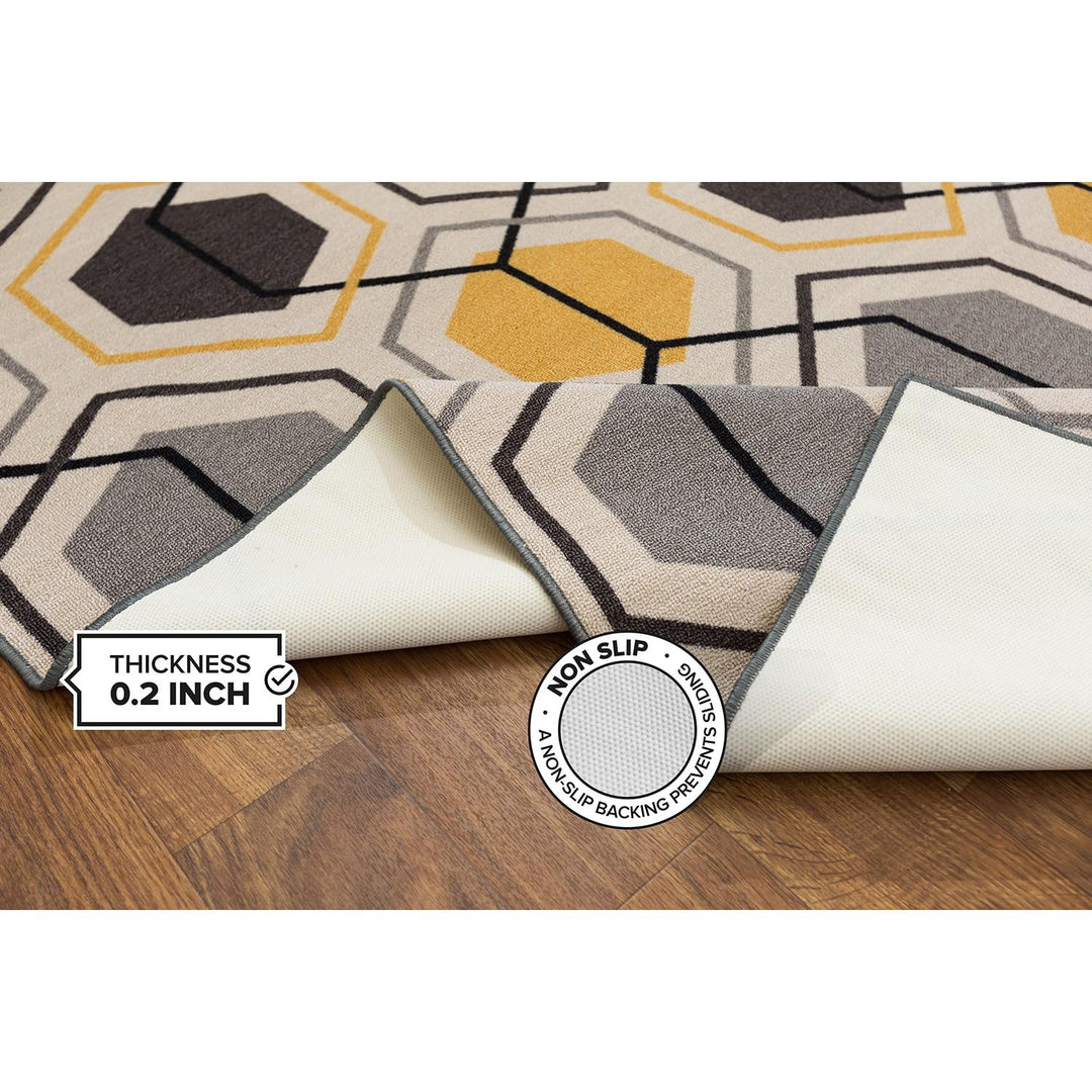 Rugshop Contemporary Geometric Stripe Non-Slip Area Rug