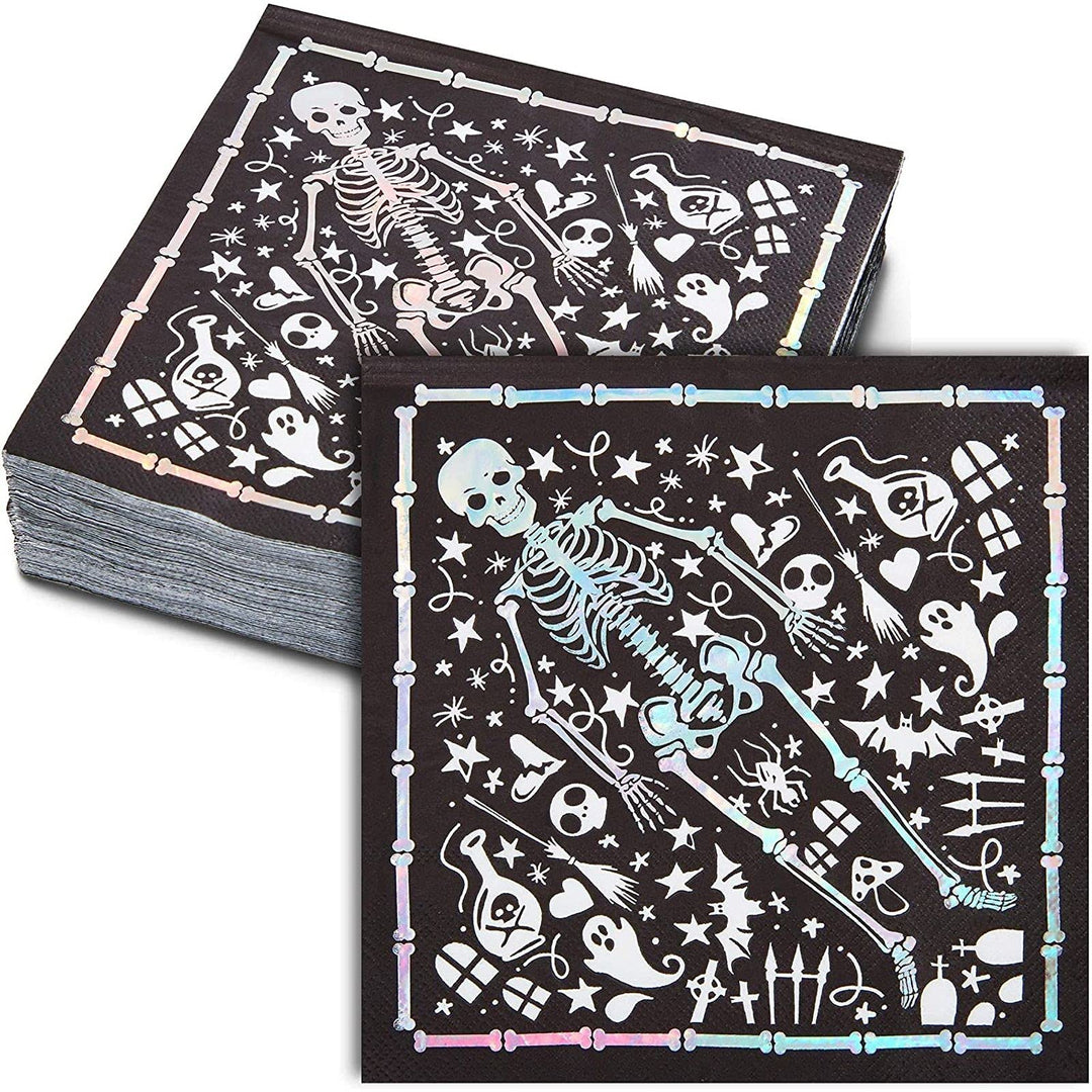 Spooky Central Skeleton Coffin Halloween Napkins (6.5 In 50 Pack)