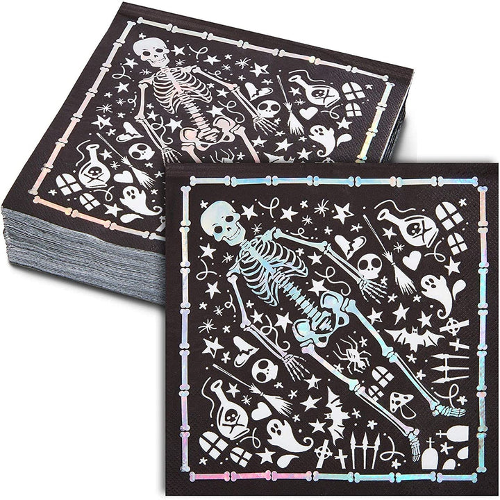 Spooky Central Skeleton Coffin Halloween Napkins (6.5 In 50 Pack)