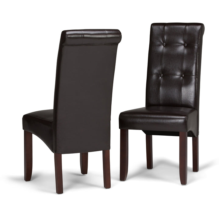 SIMPLIHOME Cosmopolitan Parson Dining Chair (Set of 2) Tanners Brown Faux Dark Brown