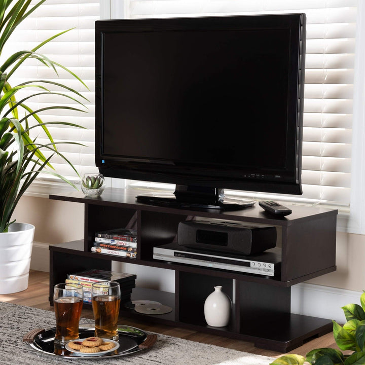 Tv Stand Brown Modern Contemporary Wood Espresso Finish