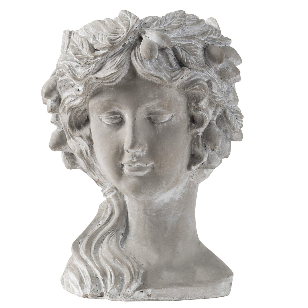 Whitewash Stone Woman Head Planter Cream Modern Contemporary Cement