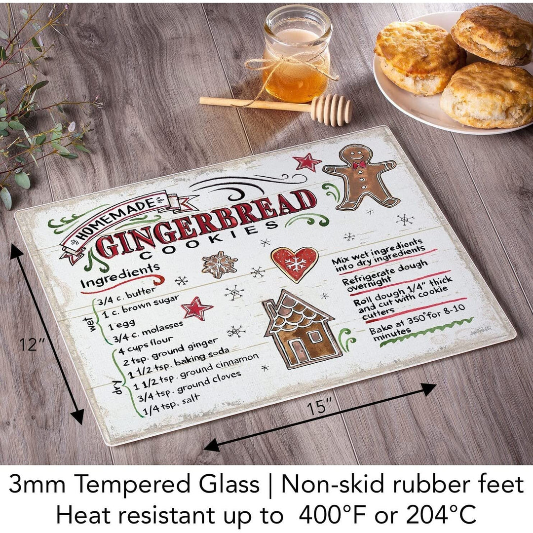 Holiday Treats Decorative 3mm Heat Tempered Glass Cutting Board 15" X 12" Made