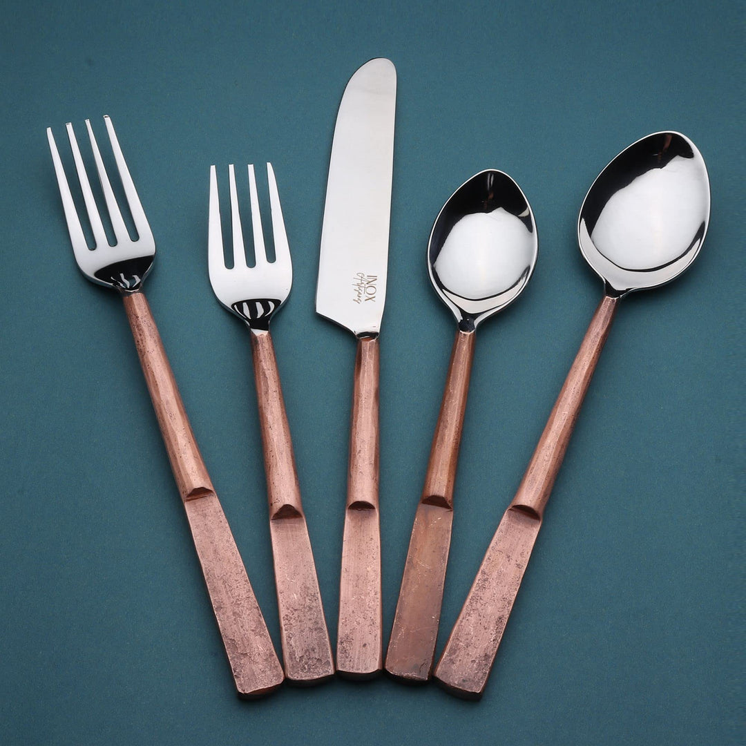 INOX Artisans Celia Copper Antique 20 Piece Flatware Set