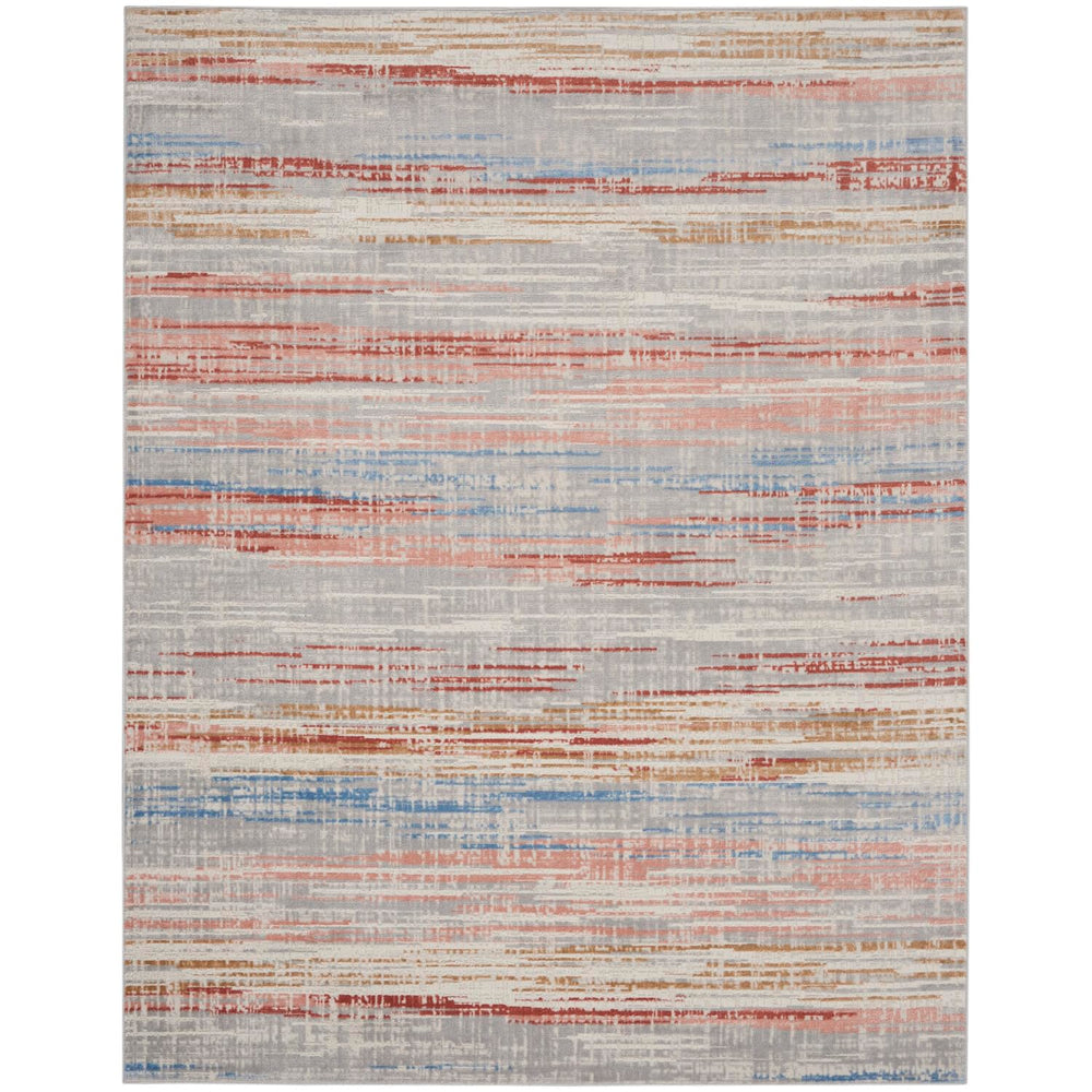 Nourison Elation Abstract Ivory Multicolor 9' x 12' Area Rug Easy Cleaning Non 9' x 12' - Ivory/Multicolor