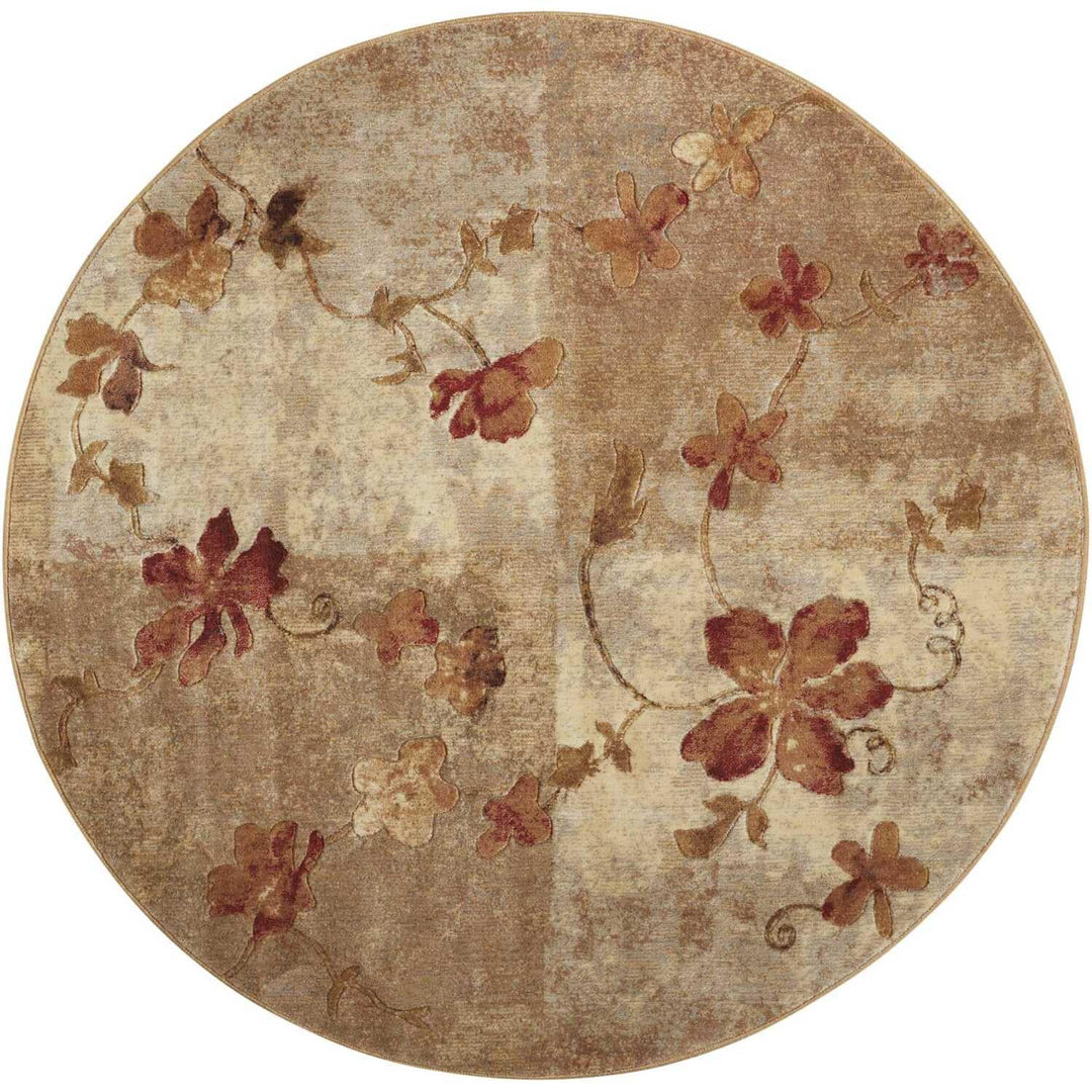 Nourison Somerset Floral Multicolor 5'6" x Round Area -Rug Easy -Cleaning Non 5'6" Round - Multi