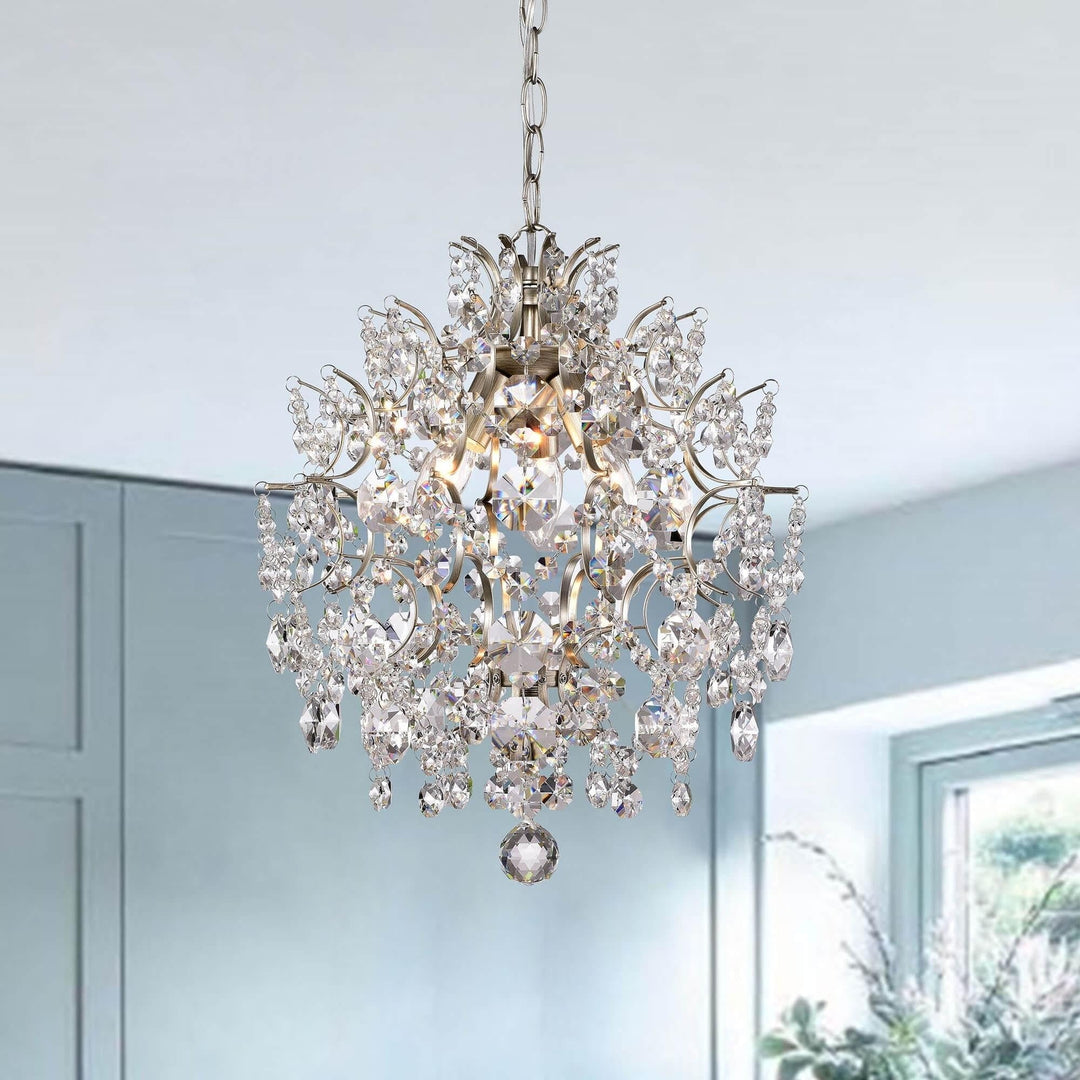 The Lighting Store Dalia Indoor 3-Light Crystal Chandelier Brushed Champagne Brushed Champagne Silver