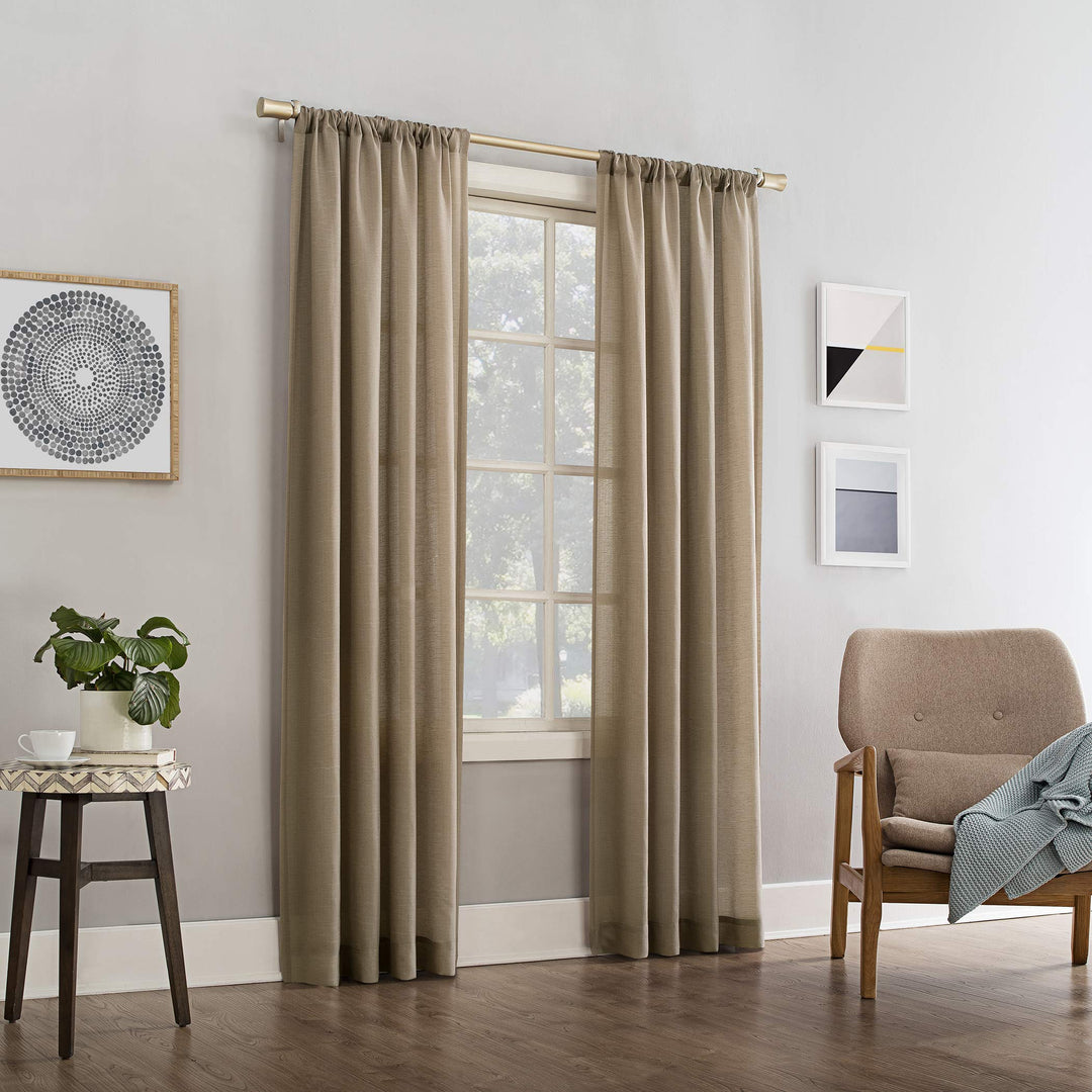 No. 918 Amalfi Linen Blend Semi-Sheer Rod Pocket 1-Piece Curtain Panel, Single Panel