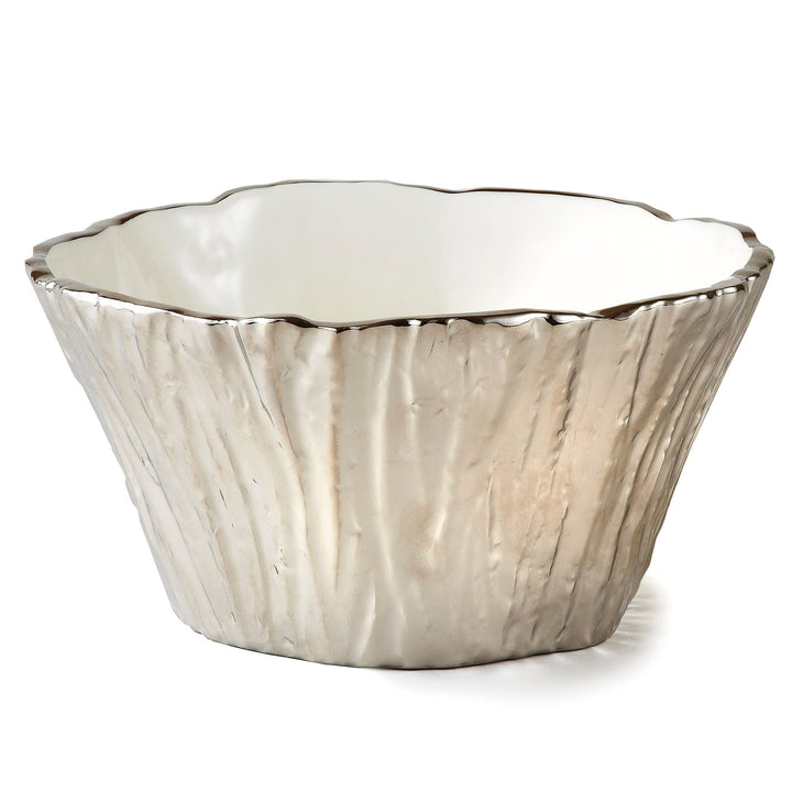 Titanium Porcelain Tree Bark Bowl 8" Silver