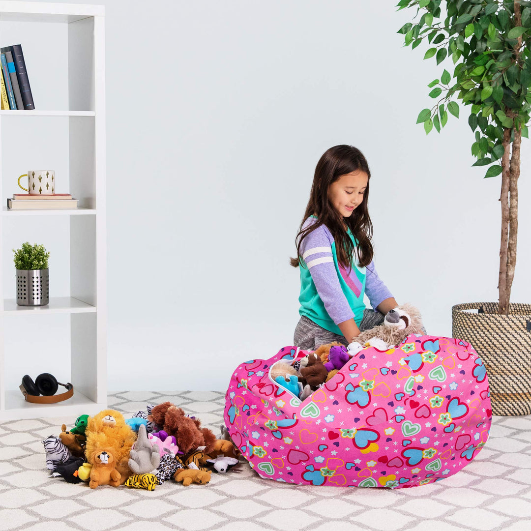 Posh Creations Stuffable Kids Stuffed Animal Storage Bean Bag Chair Cover