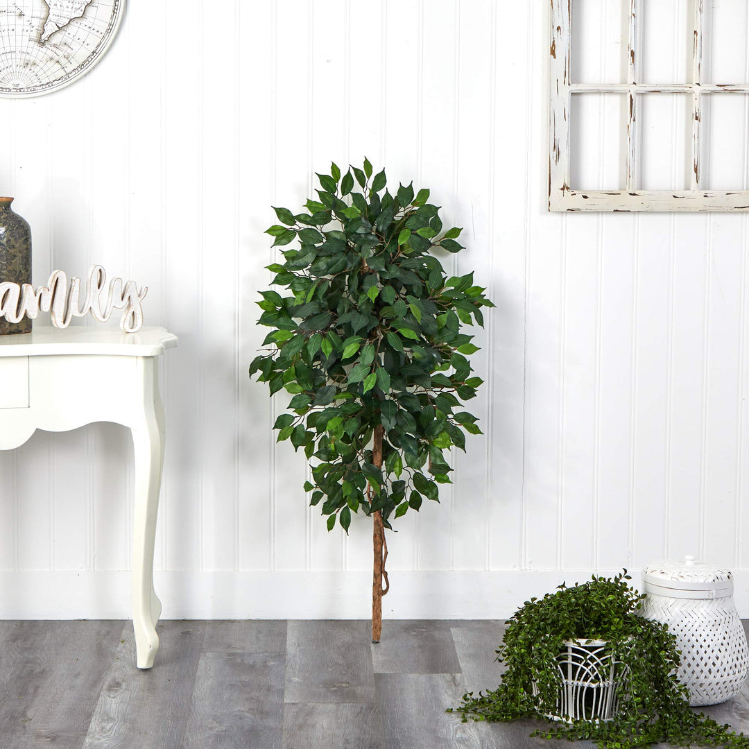 Nearly Natural 4ft. Single Ficus Artificial Tree (No Pot) Green