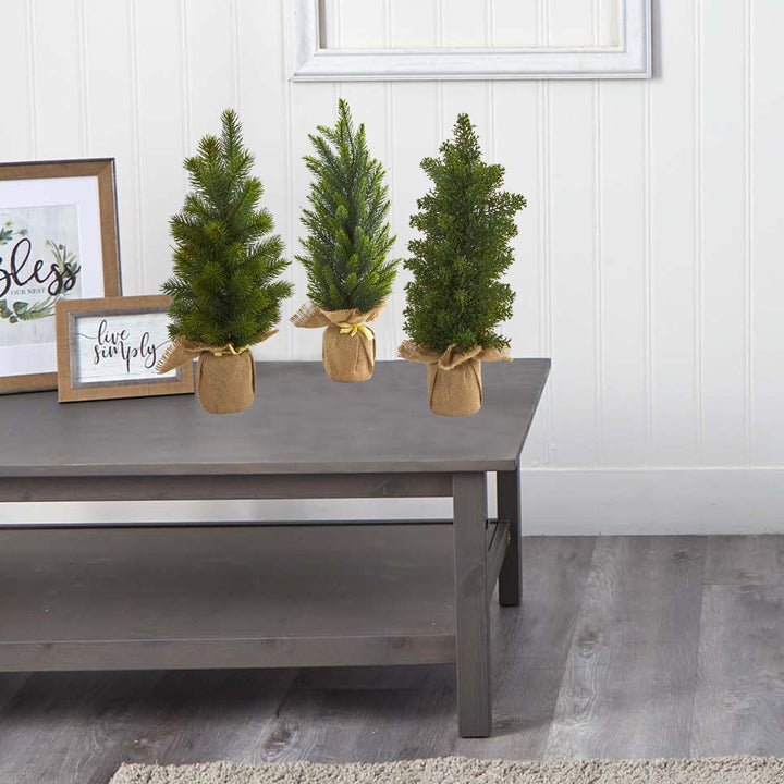 Nearly Natural 15in. Mini Cypress and Pine Artificial Tree (Set of 3)