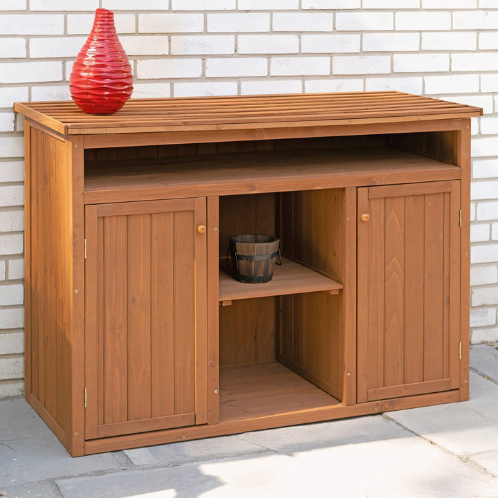 Short Display and Storage Cabinet Brown Wood