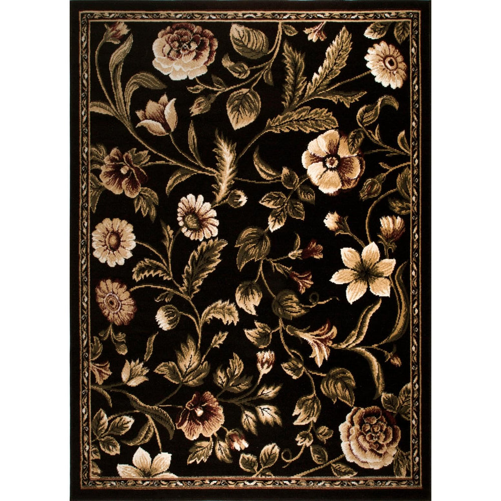 Home Dynamix Optimum Amell Traditional Floral Area Rug 3 ft 7 in x 5 ft 2 in 3'7"x5'2" - Black