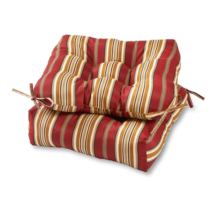 20-inch Outdoor Stripe Chair Cushion (Set of 2) Red Yellow Striped raditional - Diamond Home USA