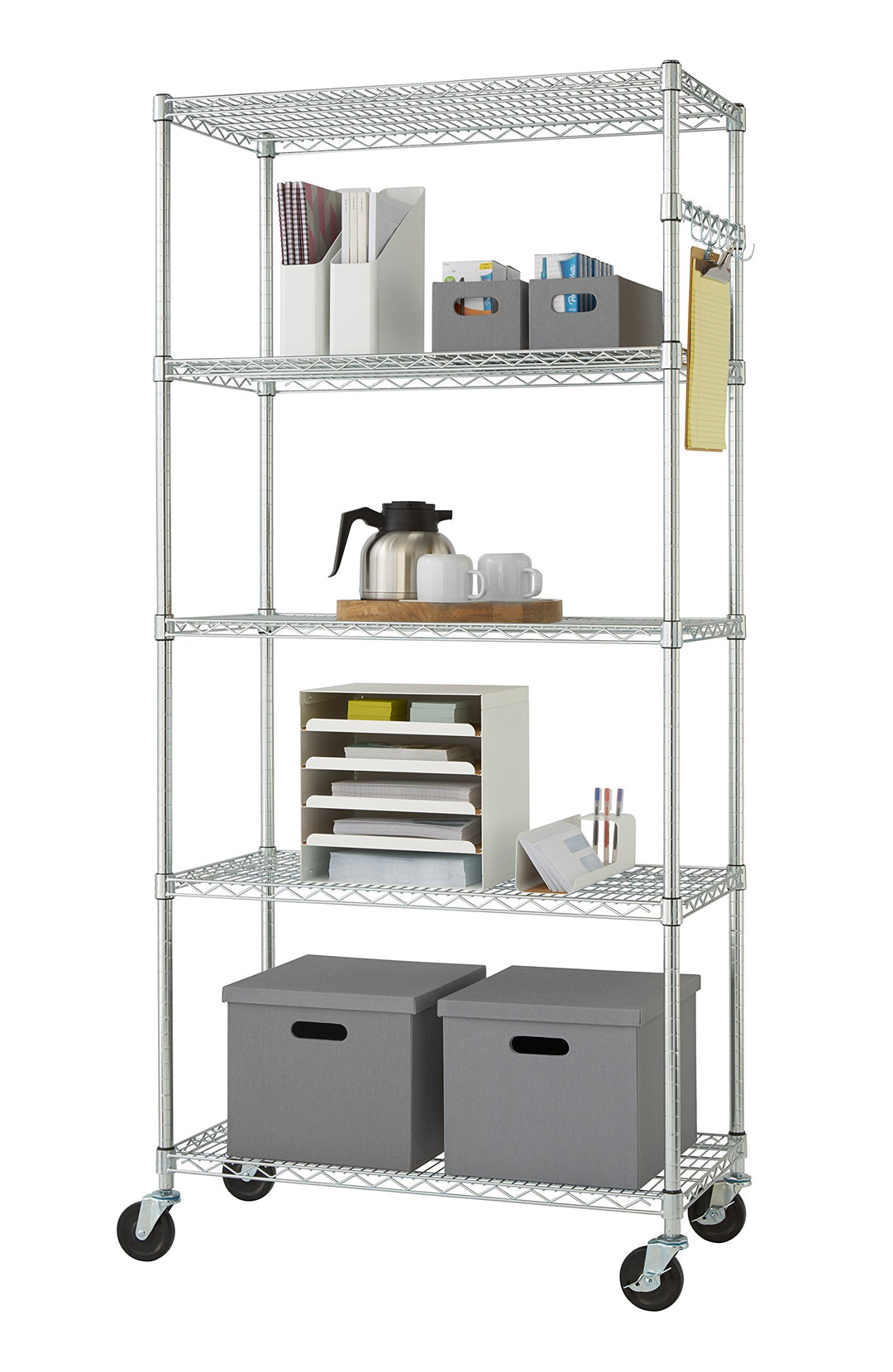 TRINITY Ecoorage Heavy Duty 5-Tier Adjustable Wire Shelving with Wheels and