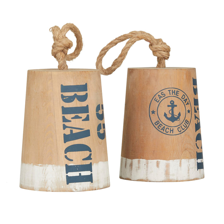 Brown Wood Nautical Buoy Sculpture (Set of 2) S/2 6" w 11" h