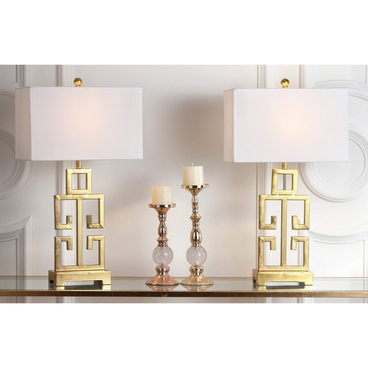 Lighting 28.75-inch Greek Key Antiqued Gold Table Lamp (Set of 2) - 16" X 9" 29"