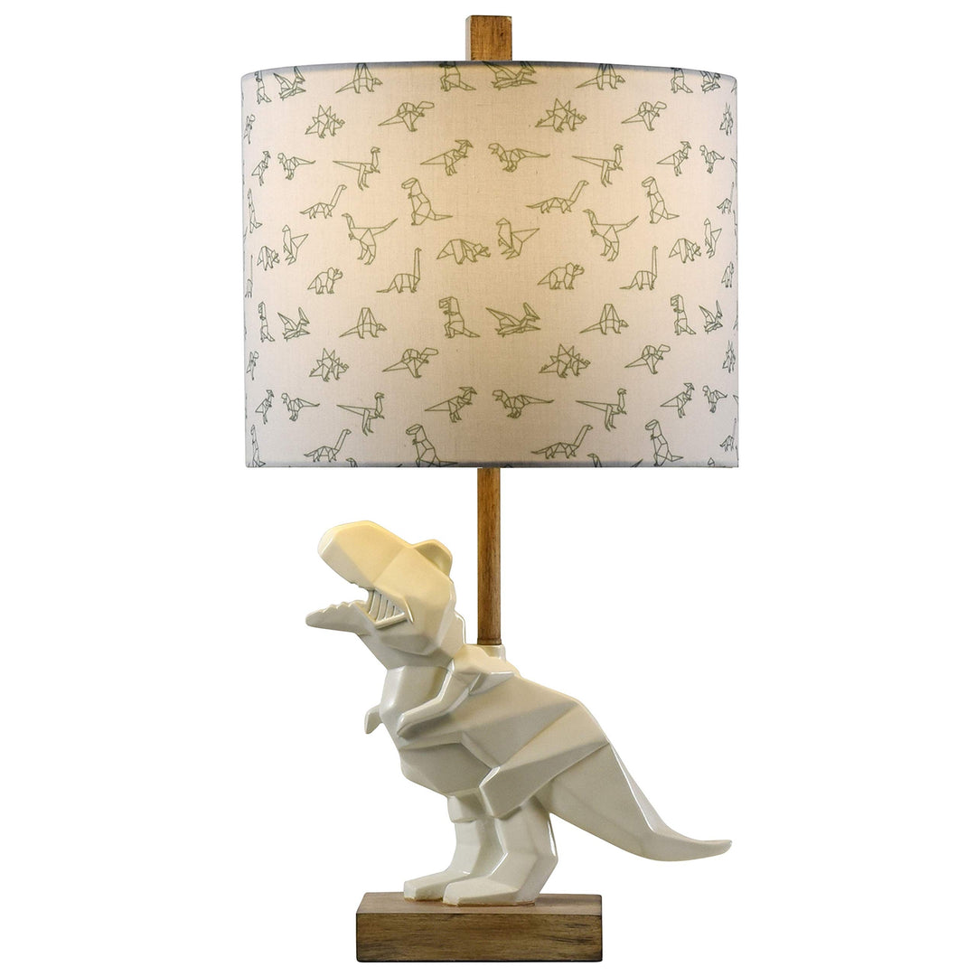 White Geometric Dinosaur Table Lamp Tan Bohemian Eclectic