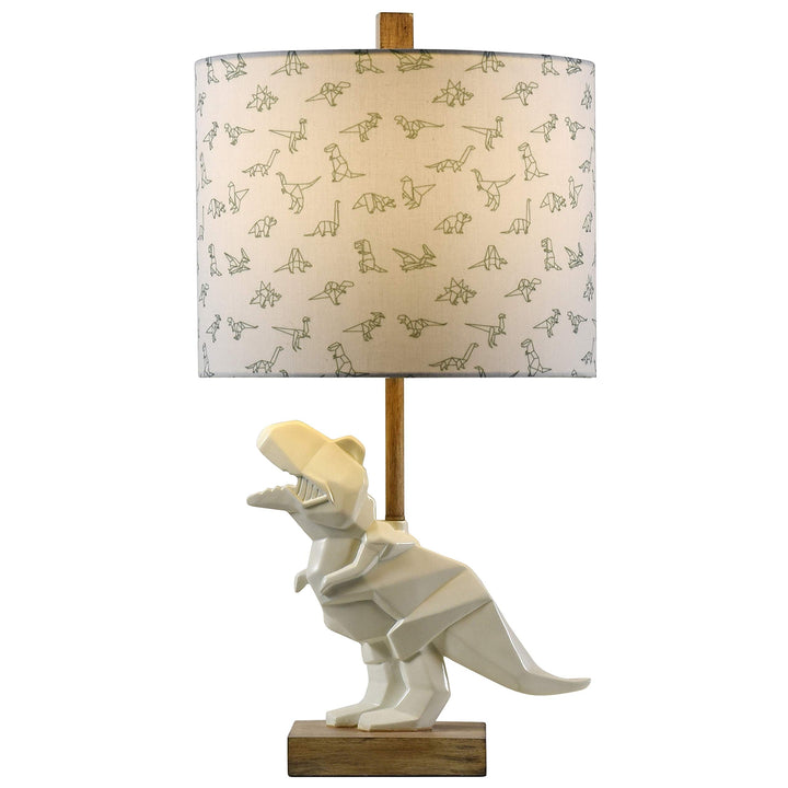 White Geometric Dinosaur Table Lamp Tan Bohemian Eclectic