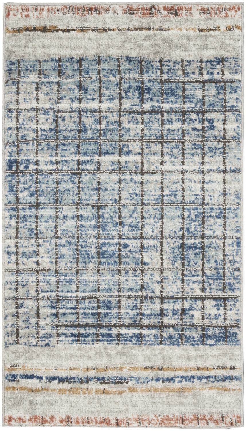 Nourison Concerto Abstract Blue 2'2" x 3'9" Area -Rug Easy -Cleaning Non 2'2" x 3'9" - Blue