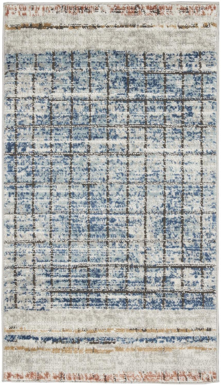 Nourison Concerto Abstract Blue 2'2" x 3'9" Area -Rug Easy -Cleaning Non 2'2" x 3'9" - Blue