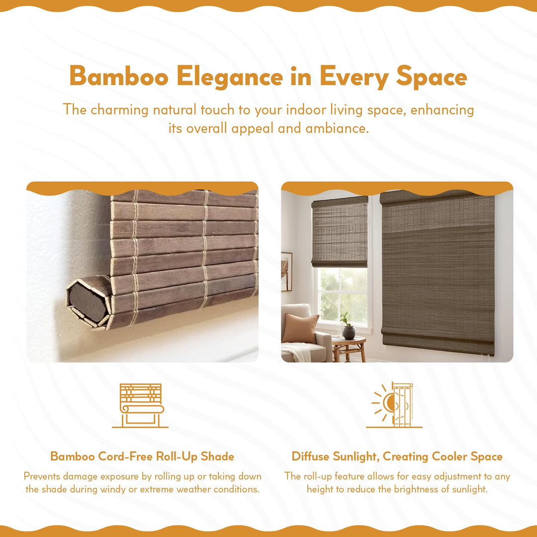 Radiance Cordless Bamboo Roman Shades Windows - Flatstick Bamboo Blinds