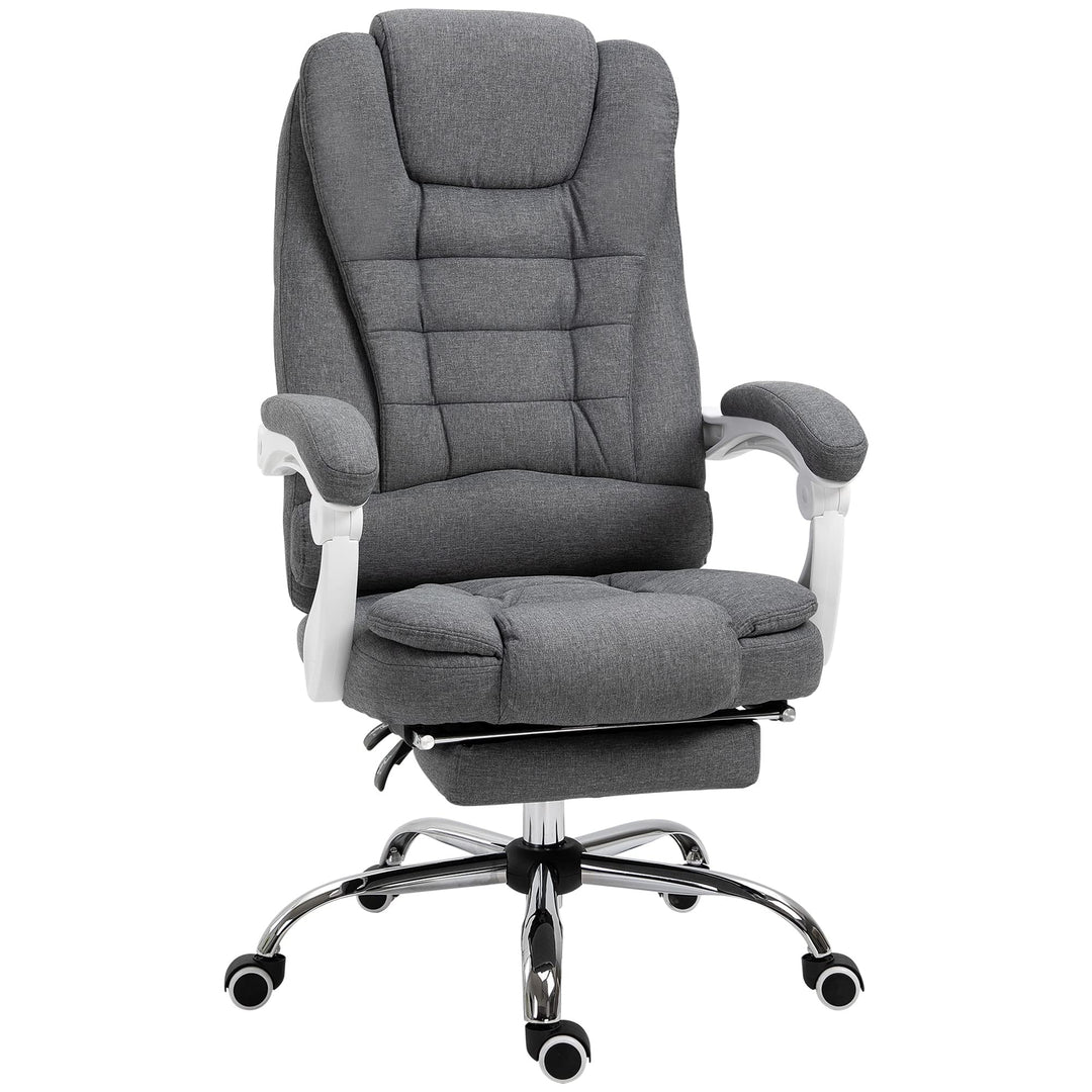 High-Back Executive Office Chair with Footrest Linen-Fabric Computer Padded