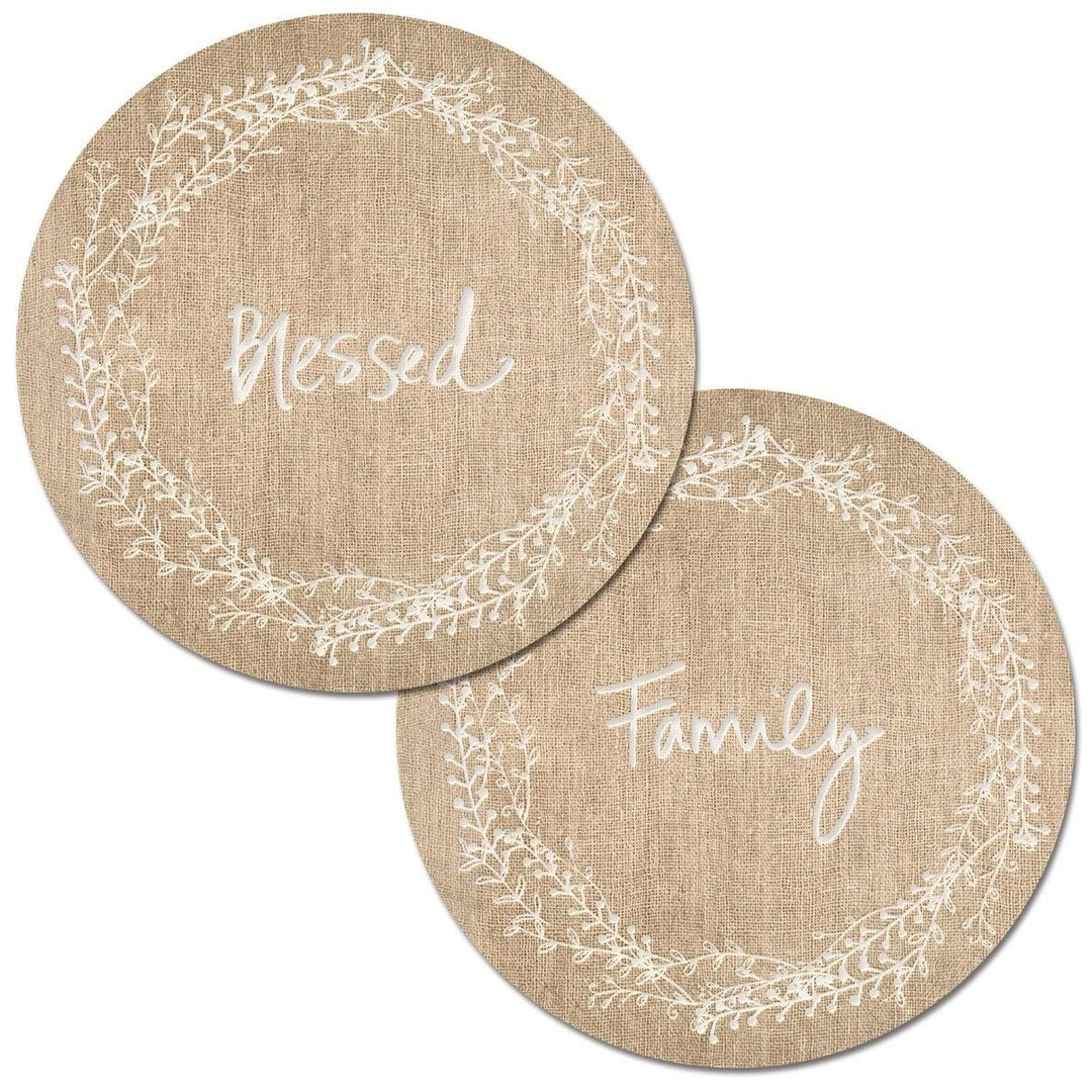 Round Reversible Wipe-Clean Placemats Set of 4 - Family Blessed Multi Color