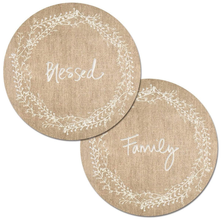 Round Reversible Wipe-Clean Placemats Set of 4 - Family Blessed Multi Color