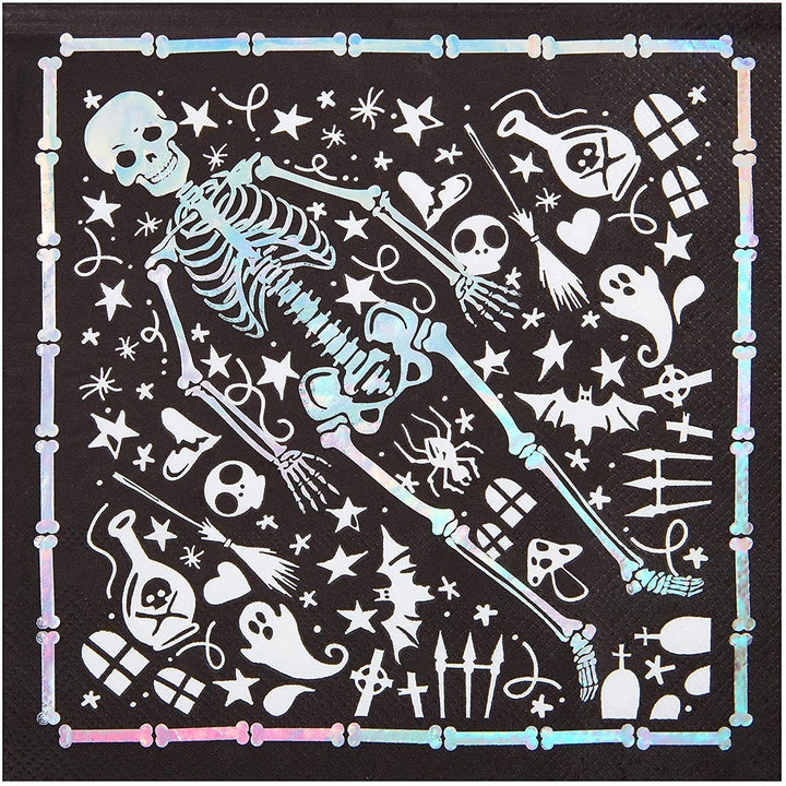 Spooky Central Skeleton Coffin Halloween Napkins (6.5 In 50 Pack)