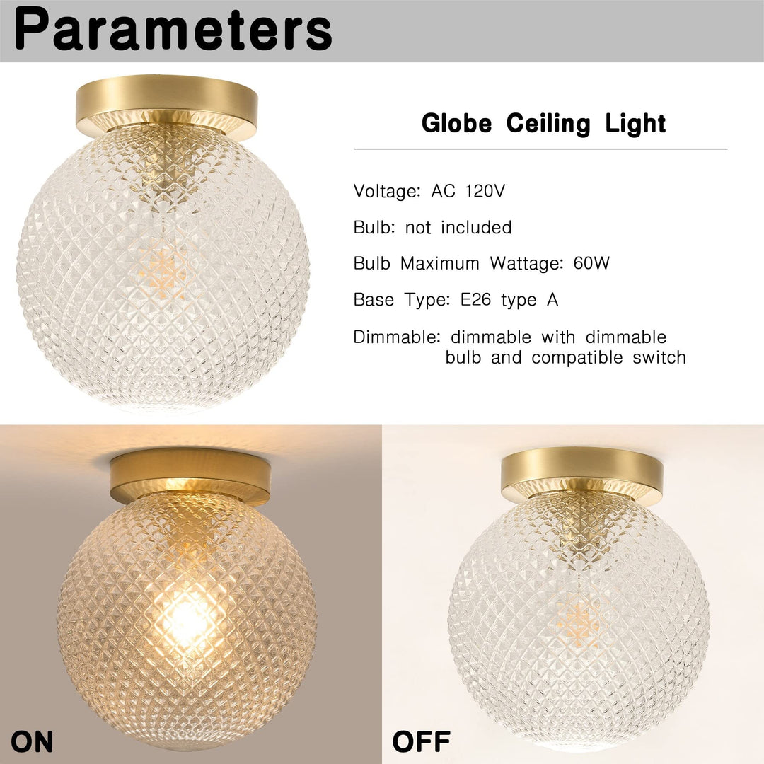 Dimmable Globe Ceiling Light Semi-flush Mount Acrylic Gold Mid-century Modern