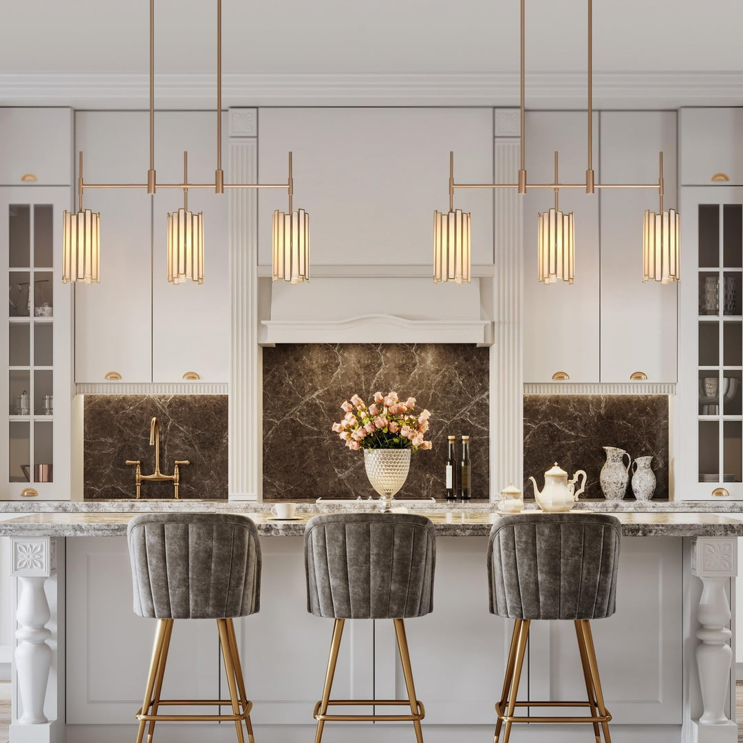 Glam Gold 3-light Linear Glass Kitchen Island Lights L30* W4.3* H17.3