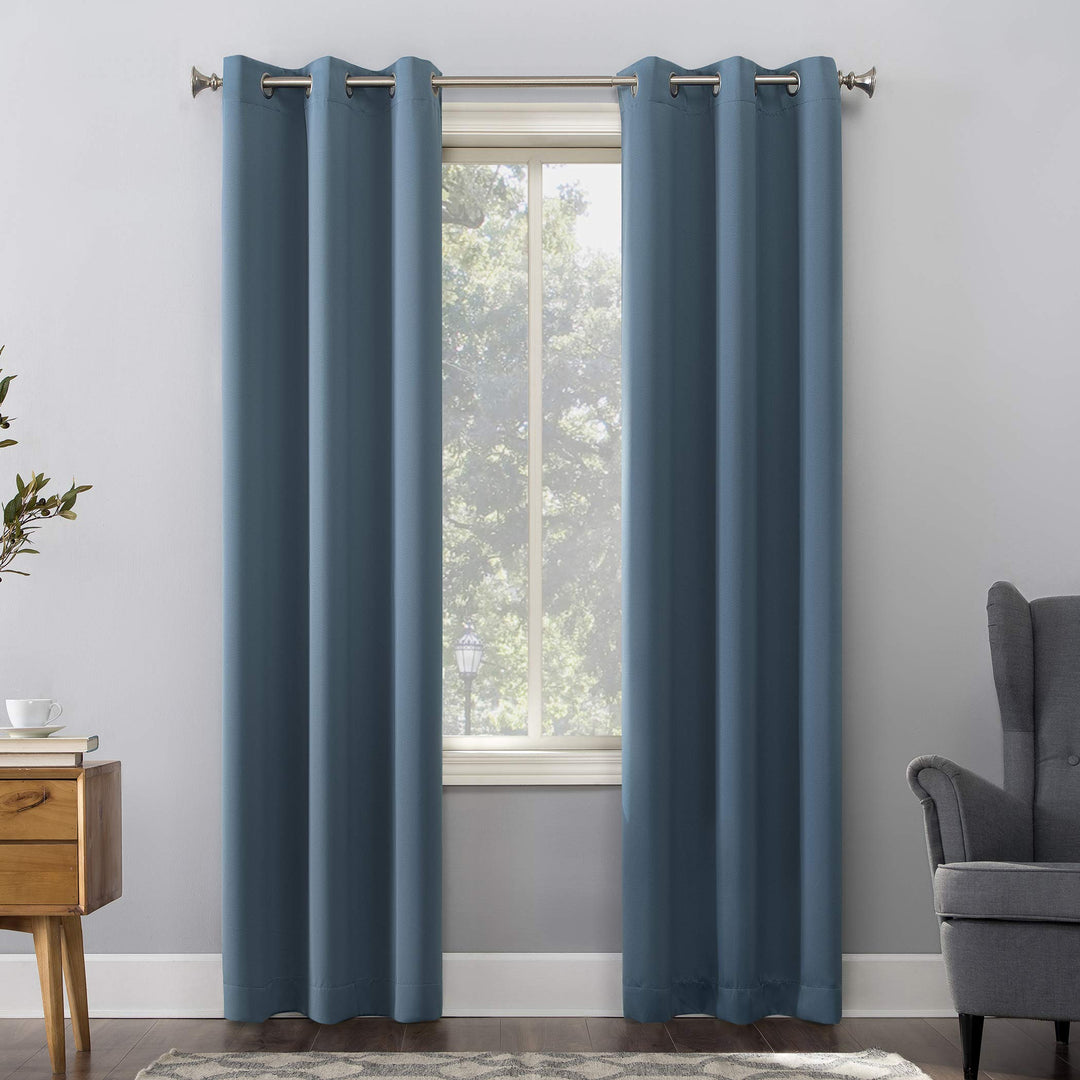 Sun Zero Easton Energy Saving Blackout Grommet Curtain Panel 40" x 54" Denim 40" x 54" - Denim Blue