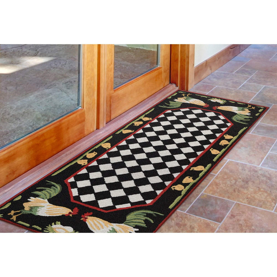 Frontporch Rooster Indoor/Outdoor Rug Black 24"x60" Novelty Rectangle