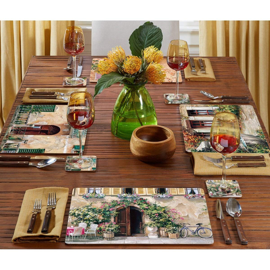 Home Hardboard Placemats Tuscan Doorways Set of 4 Multi Color Rectangle