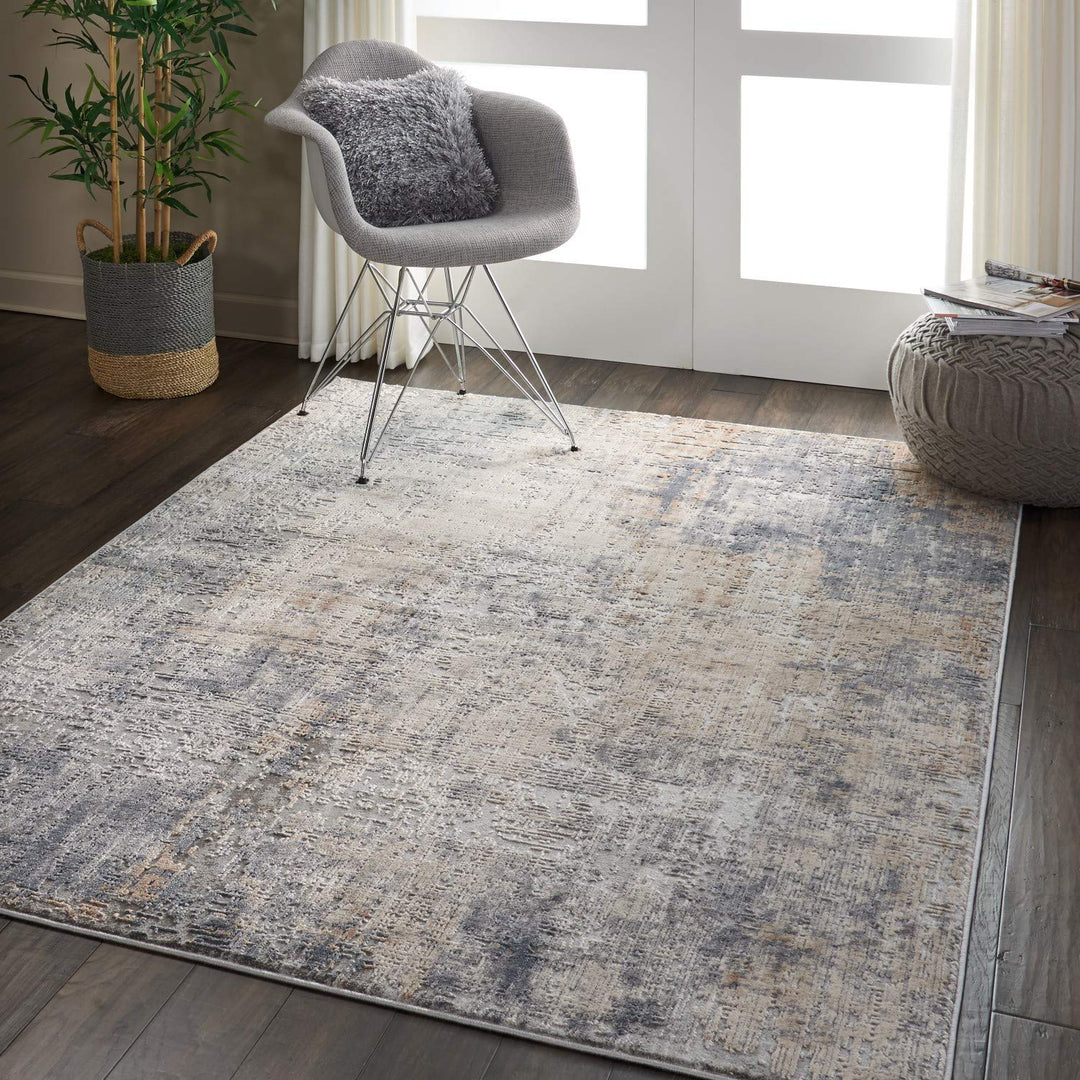 Nourison Rustic Textures Rustic Grey/Beige 5'3" x 7'3" Area -Rug Easy 5'3" x 7'3" - Grey