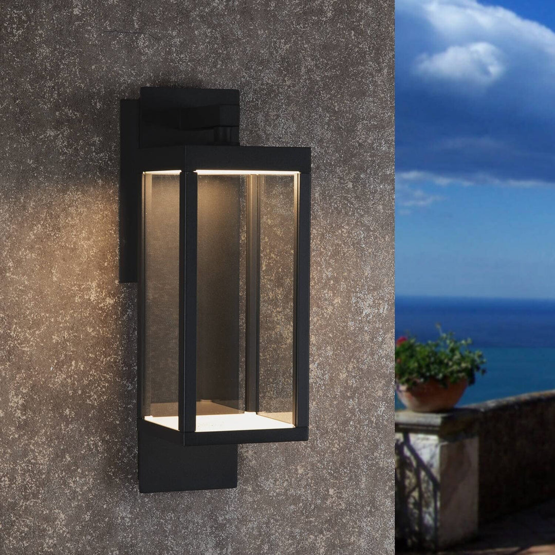 2 Pack Outdoor Wall Sconce Lantern Dusk to Dawn Sensor Exterior Light Grey - Diamond Home USA