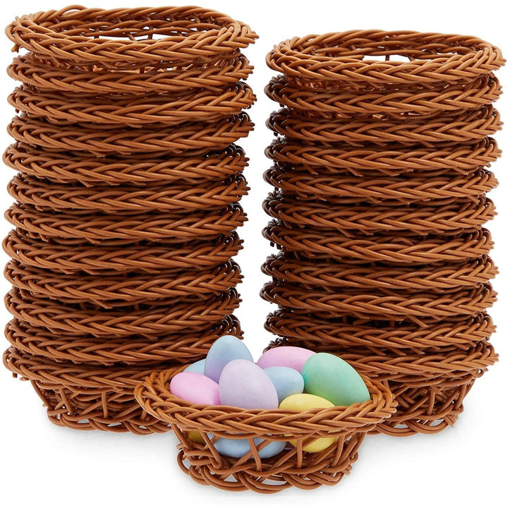 Mini Woven Baskets For Treats And (Brown 3.1 X 1.2 Inches 24 Pack) Brown